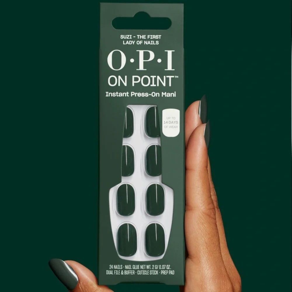 OPI On Point Press-On Nail Kit Suzi the First Lady of Nails Dark Green